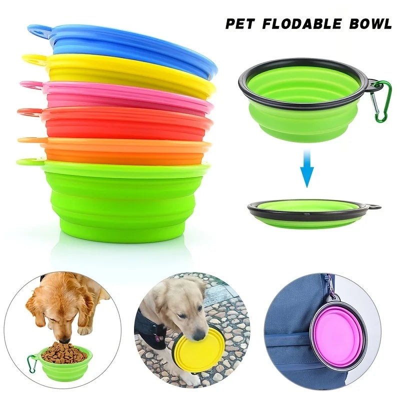 Portable Pet Food Bowl Durable TPR Bowl Cat and Dog Food Pet Silicone Collapsible Bowl Portable Travel Outdoor Water Food Bowl
