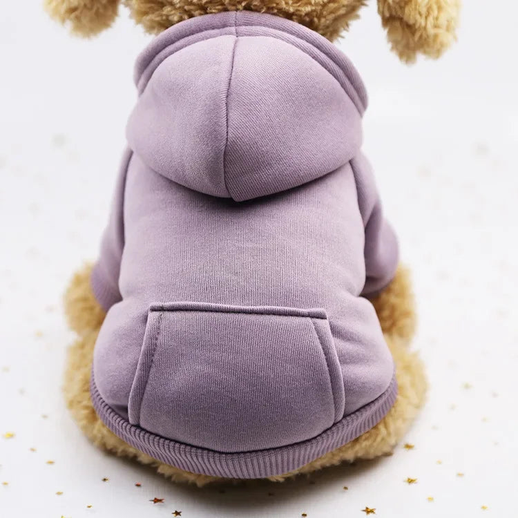 Fashion Dog Clothing Autumn and Winter Small Pet Clothes Thickening Warm Solid Color Two-Feet Hooded Weater Casual Pet Products