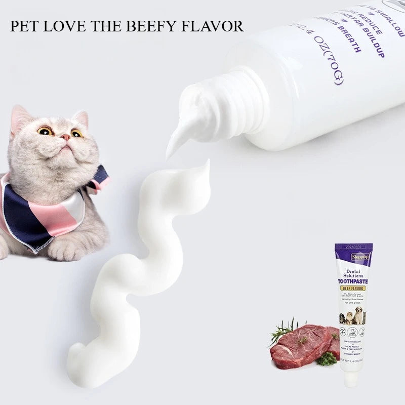 Pet Dental Care Gel Natural Beef Flavor Toothpaste for Dogs Cats Plaque Remover Fresh Breath Oral Solution Pet Supplies
