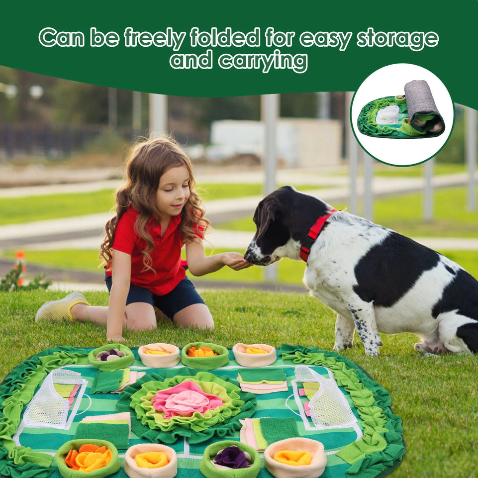 Pet Sniffing Mat Dog Interactive Flower Slow Feeding Training Pad Puzzle Treat for Dogs Cats Rabbits Foraging Skills