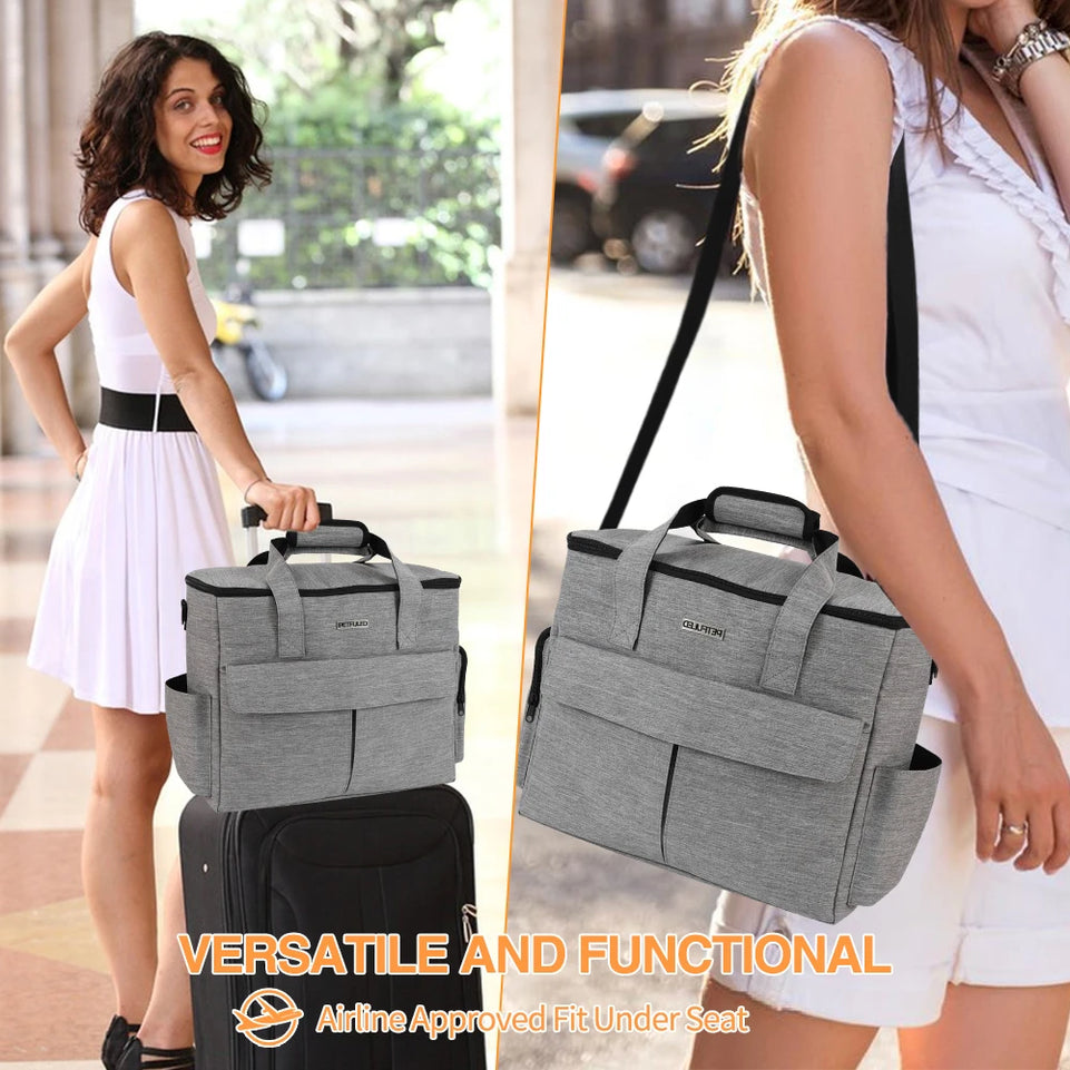 Dog Travel Bag Pet Travel Bags With Multi-Pockets Tote Organizer For Dog Supplies Dog Road Trip Essentials For Weekend Away