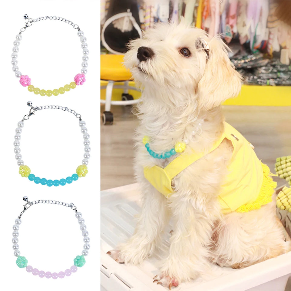 New Pet Accessories Pearl Necklace, Elegant Cute for Cats Small Dogs, Adjustable Safe Kitten Puppy Photo Props, Luxury Party