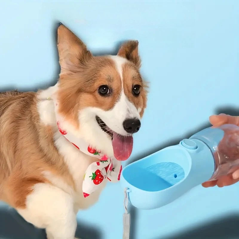Pet Travel Water Bottle Portable Leakproof Hydration Dispenser with Integrated Drinking Bowl for Outdoor Puppy Walking Hiking