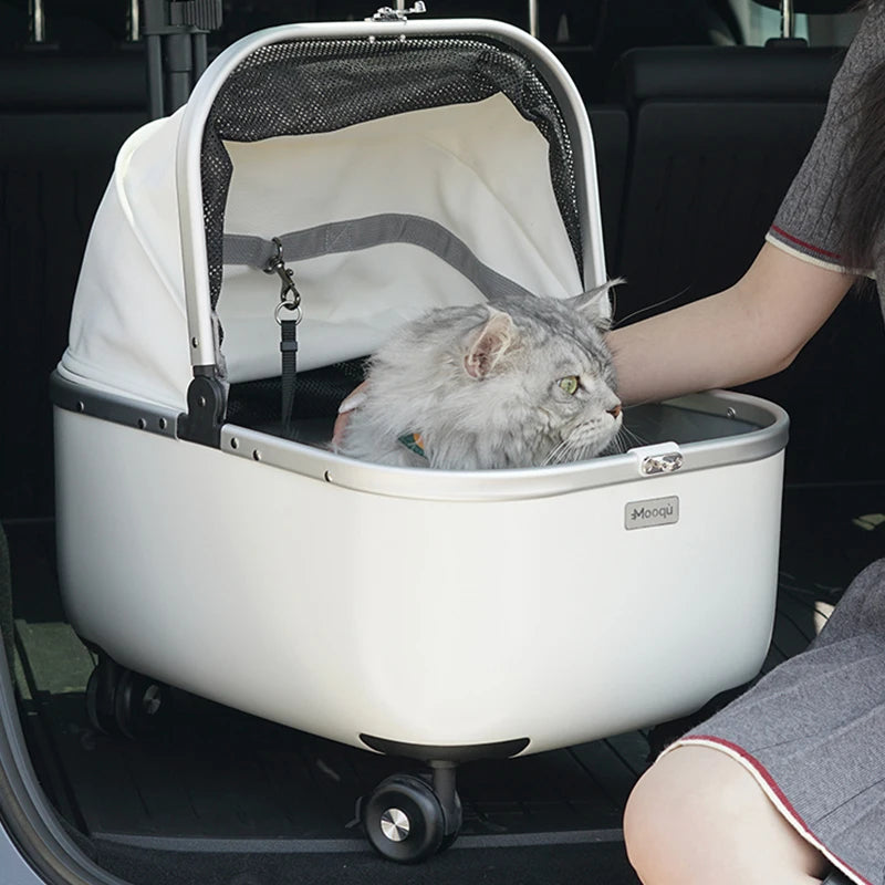 Pet Cart Dog and Cat Travel Cart Outward Trolley Box Large Space Small Dog and Cat Mobility Basket Pet Christmas Gift