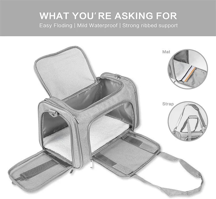 Pet Cat Charters Carry Bags Out Portable Large Capacity Pet Supplies Breathable Folding Large Space