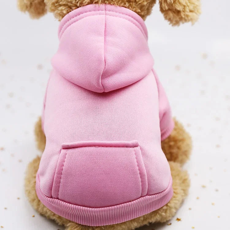 Fashion Dog Clothing Autumn and Winter Small Pet Clothes Thickening Warm Solid Color Two-Feet Hooded Weater Casual Pet Products