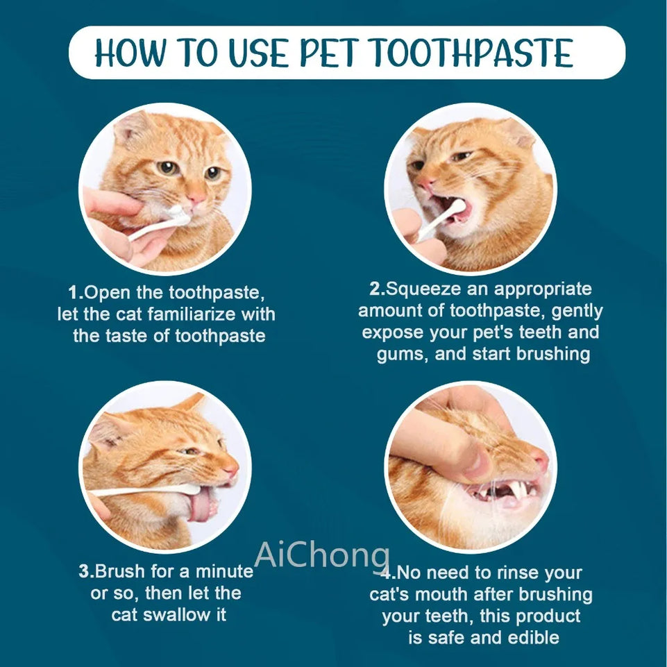 Pet Oral Care Toothpaste for Dogs and Cats Fresh Breath CleanTeeth Tartar Plaque Removal Edible Safe Dental Health Care Supplies