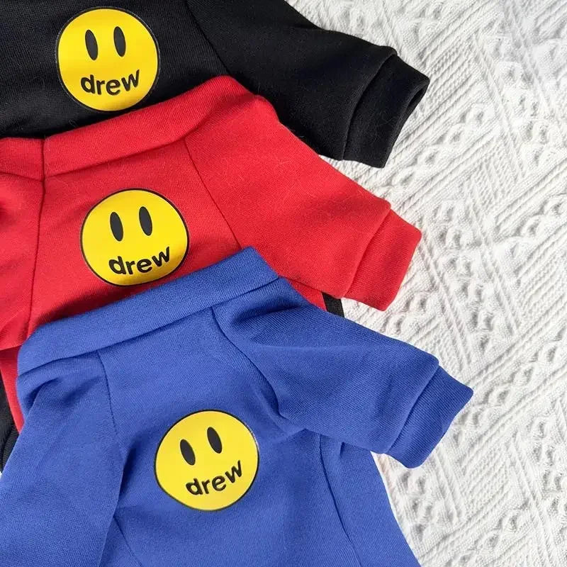 Pet Cat Clothing Fashion Trends Autumn and Winter Kittens Anti Hair Loss Smiling Face Hoodies Cat Autumn Clothing Pet Supplies