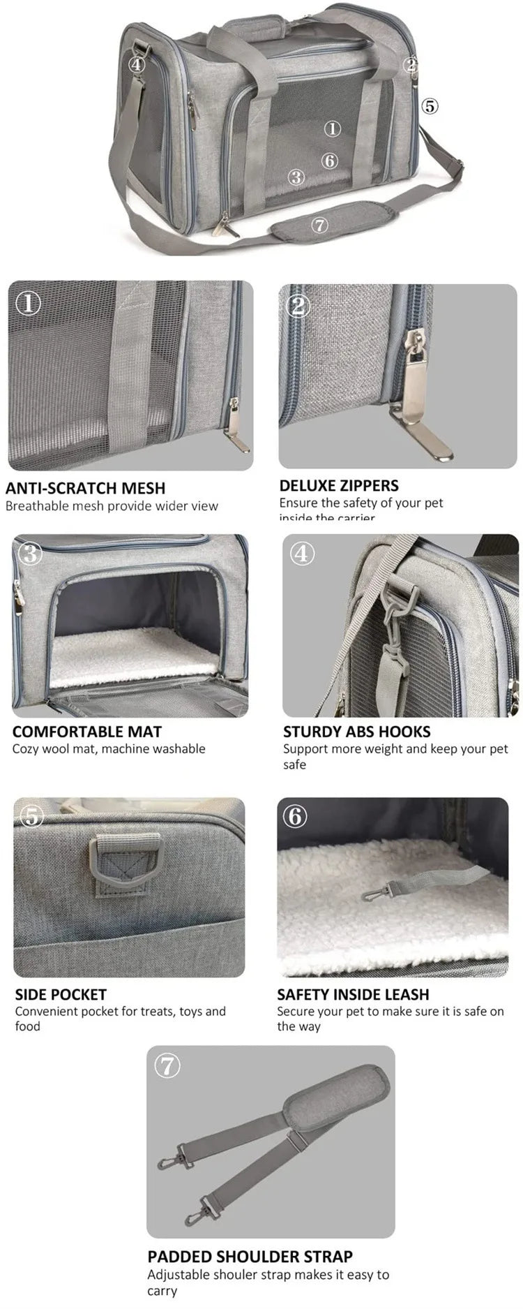 Pet Cat Charters Carry Bags Out Portable Large Capacity Pet Supplies Breathable Folding Large Space