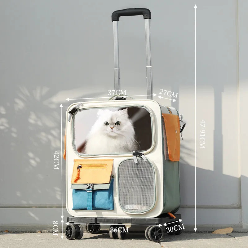 HOOPET Cats Travel Bag Portable Out Pet Trolley Suitcase Universal Small Dogs Bag Cat Backpack Detachable Pet Supplies