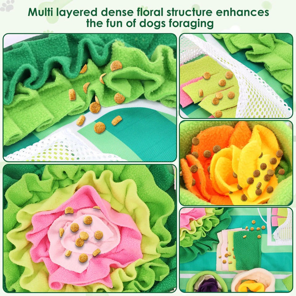 Pet Sniffing Mat Dog Interactive Flower Slow Feeding Training Pad Puzzle Treat for Dogs Cats Rabbits Foraging Skills