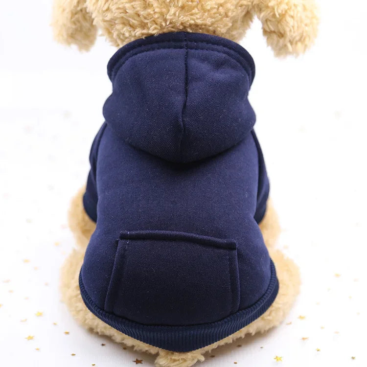 Fashion Dog Clothing Autumn and Winter Small Pet Clothes Thickening Warm Solid Color Two-Feet Hooded Weater Casual Pet Products