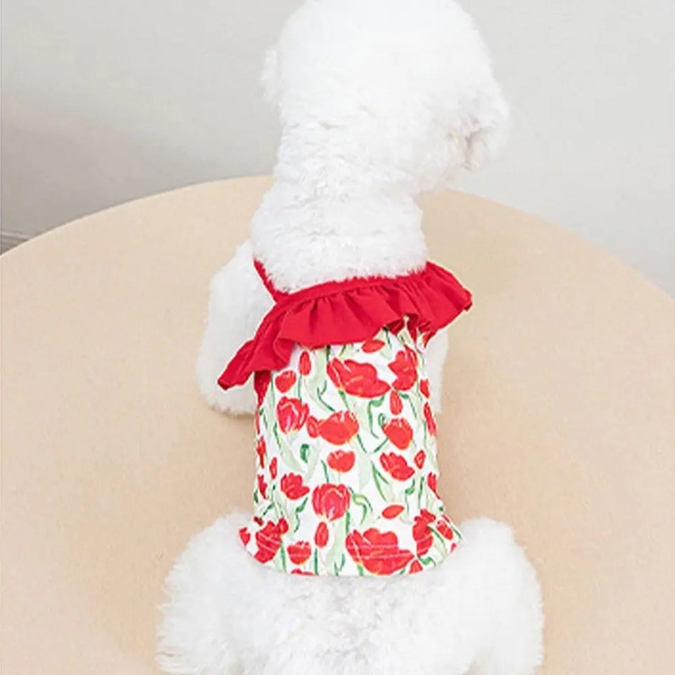 Fashion Cartoon Pattern Pet Summer Clothes Soft Thin Design Cat Suspender Skirt Breathable Pet Princess Dresses Summer