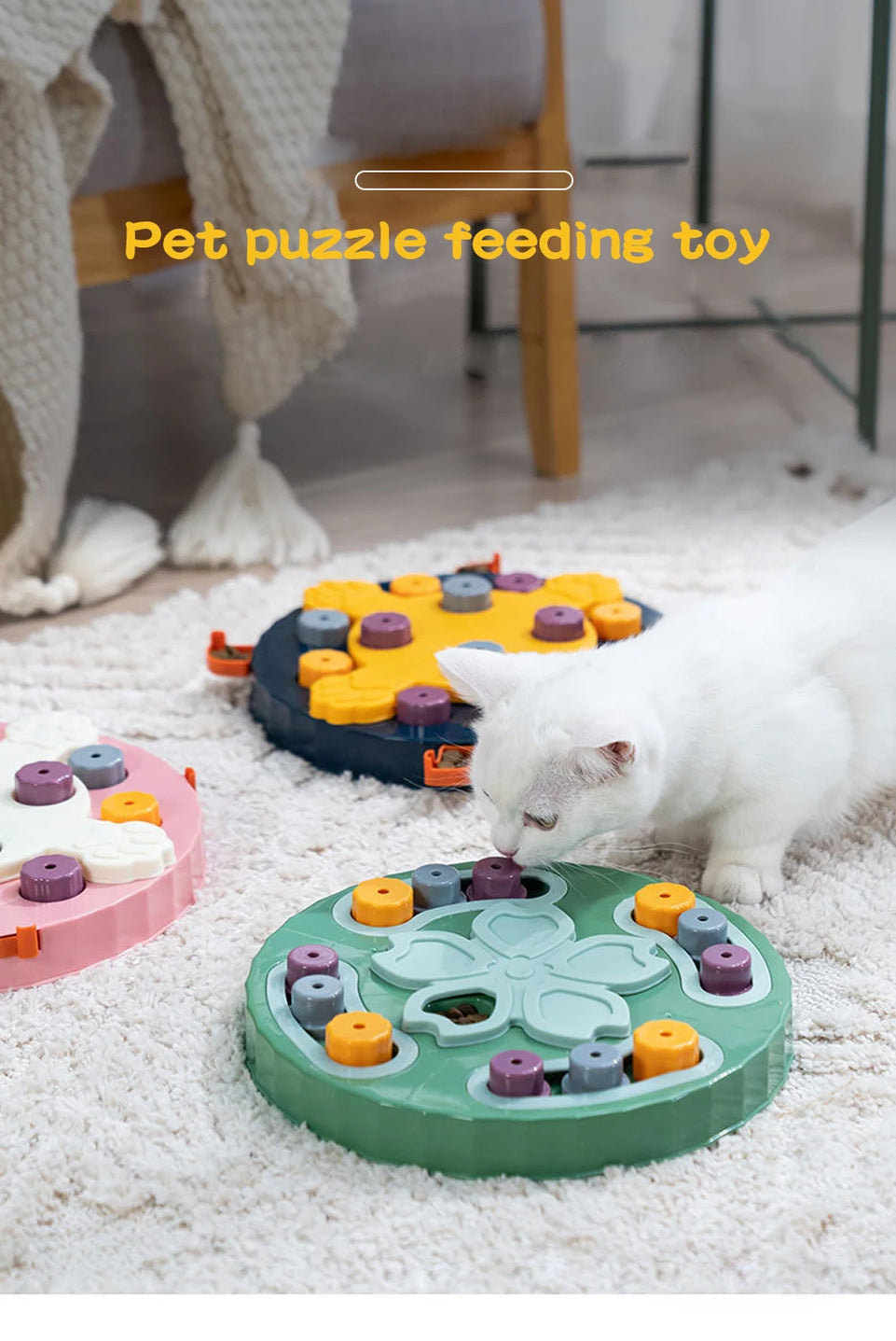 Pet Cat Interactive Puzzle Toys NonSlip Bowl Food Dispenser Slow Feeder Slowly Eating Pet Cat Dogs Training Game Pet Supplies