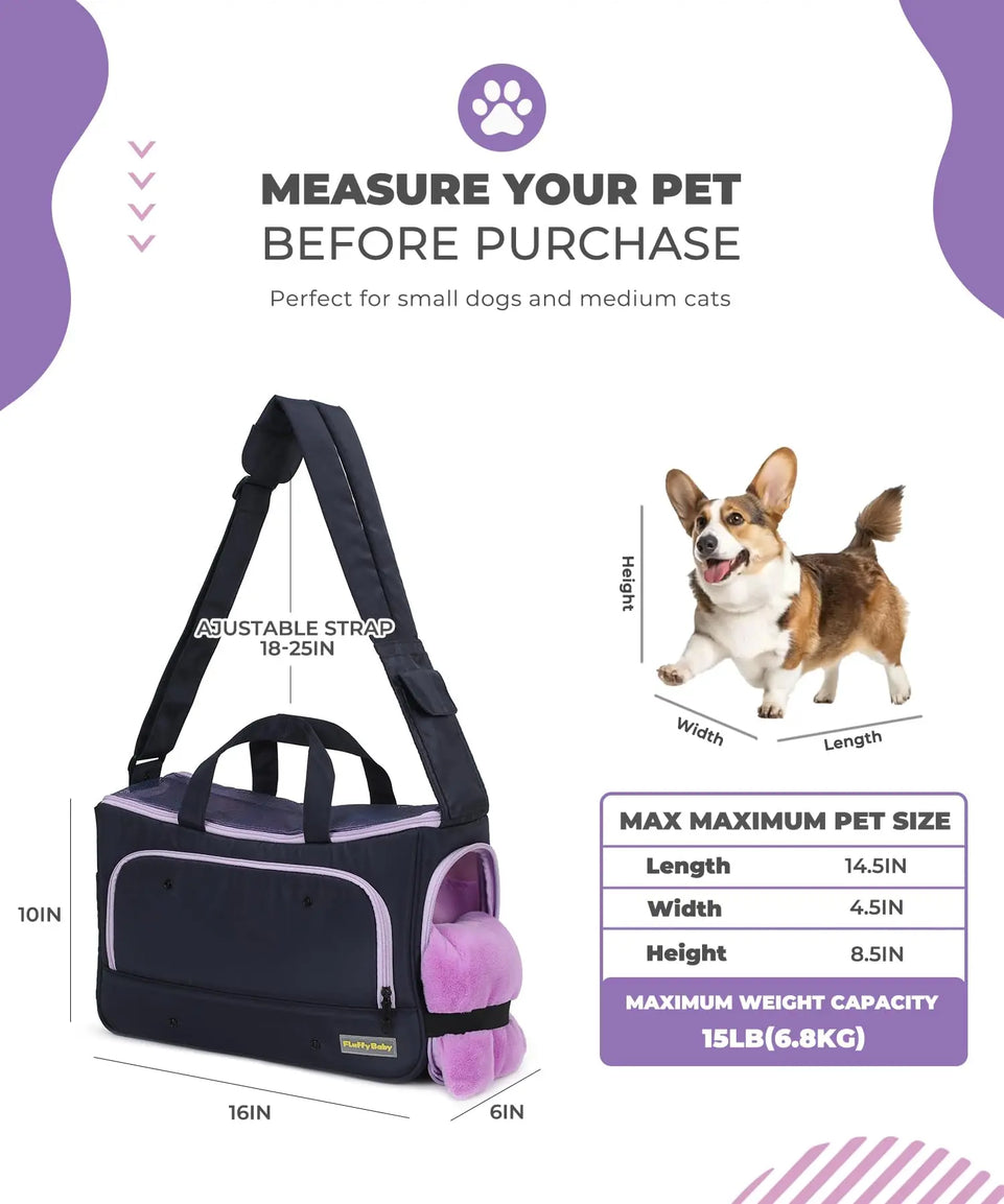 Pet Travel Carrying Bag Crossbody Bag Portable Puppy Pet Bag Handbag with Adjustable Shoulder Strap Small Pet Supplies