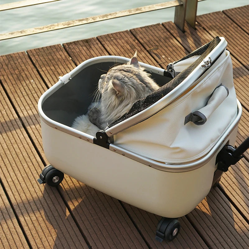 Pet Cart Dog and Cat Travel Cart Outward Trolley Box Large Space Small Dog and Cat Mobility Basket Pet Christmas Gift
