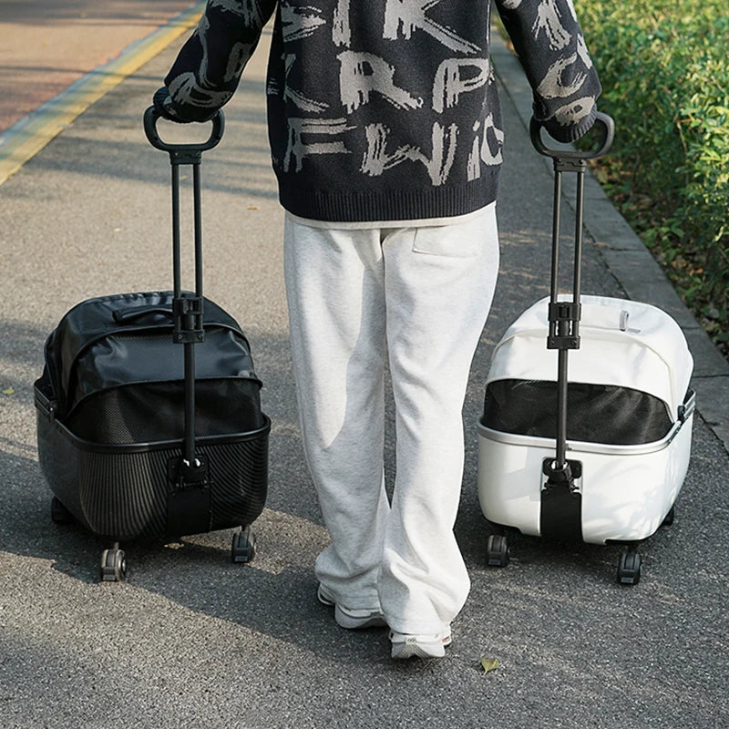 Pet Cart Dog and Cat Travel Cart Outward Trolley Box Large Space Small Dog and Cat Mobility Basket Pet Christmas Gift