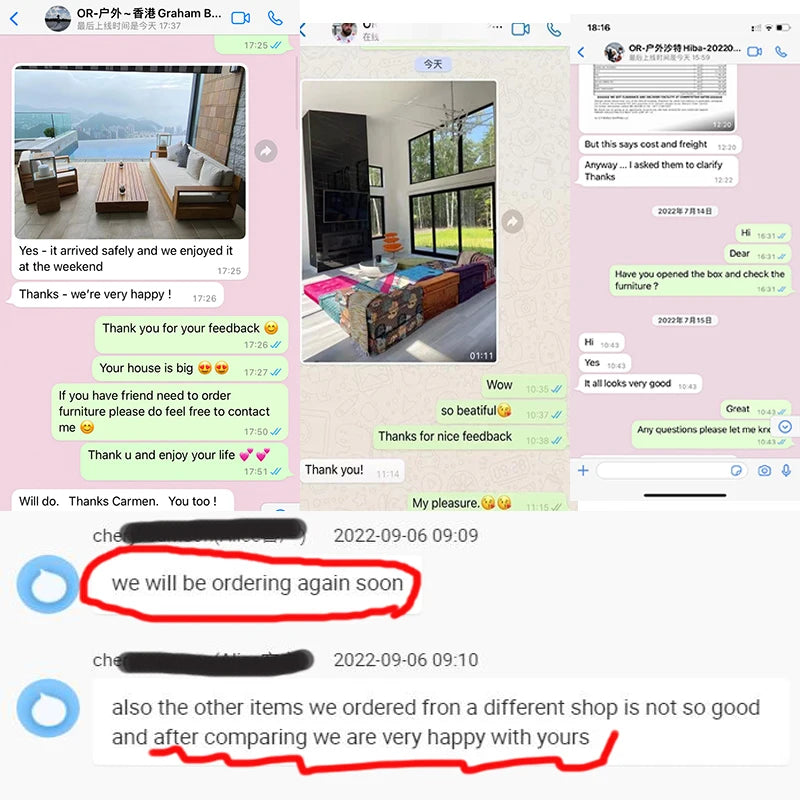 Modern Outdoor Furniture Set Waterproof Fire Pit with Teak Wooden Bench & Rattan Aluminum Cast Sofa Garden Living Room Hotels