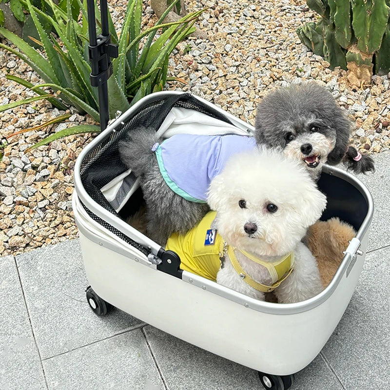 Pet Cart Dog and Cat Travel Cart Outward Trolley Box Large Space Small Dog and Cat Mobility Basket Pet Christmas Gift