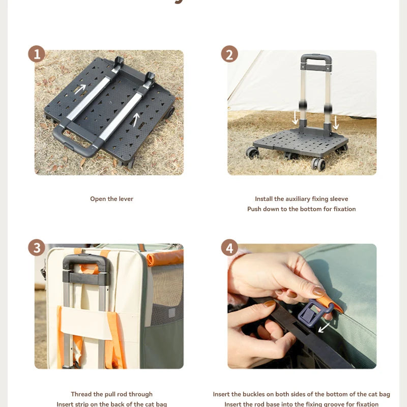 HOOPET Cats Travel Bag Portable Out Pet Trolley Suitcase Universal Small Dogs Bag Cat Backpack Detachable Pet Supplies