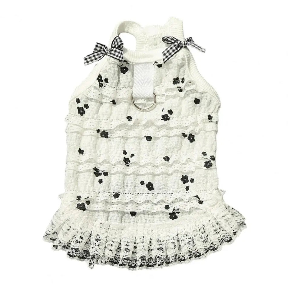 Fashion Ruffle Trim Dog Cat Princess Dress Breathable Bow Halter Summer Lace Pet Skirt Summer Elastic Luxury Cute Pet Clothes