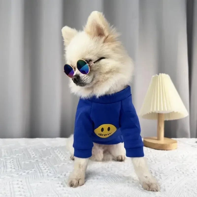 Pet Cat Clothing Fashion Trends Autumn and Winter Kittens Anti Hair Loss Smiling Face Hoodies Cat Autumn Clothing Pet Supplies