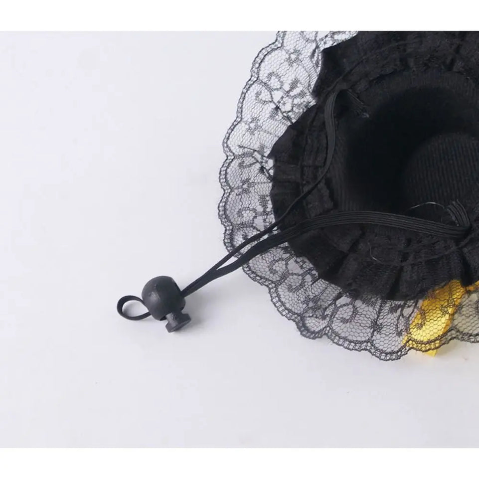 Pet Accessories Adjustable Pet Halloween Hat Sequin Elastic Band Cat Lace Hat British Style Cat Cosplay Hat Pet Show