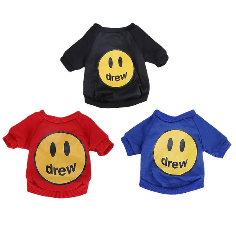 Pet Cat Clothing Fashion Trends Autumn and Winter Kittens Anti Hair Loss Smiling Face Hoodies Cat Autumn Clothing Pet Supplies