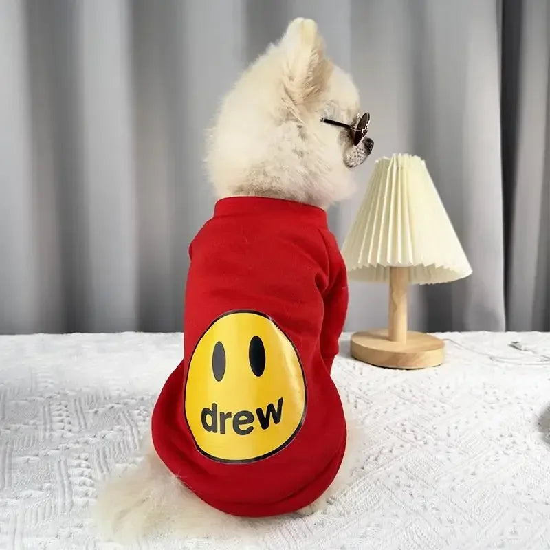 Pet Cat Clothing Fashion Trends Autumn and Winter Kittens Anti Hair Loss Smiling Face Hoodies Cat Autumn Clothing Pet Supplies