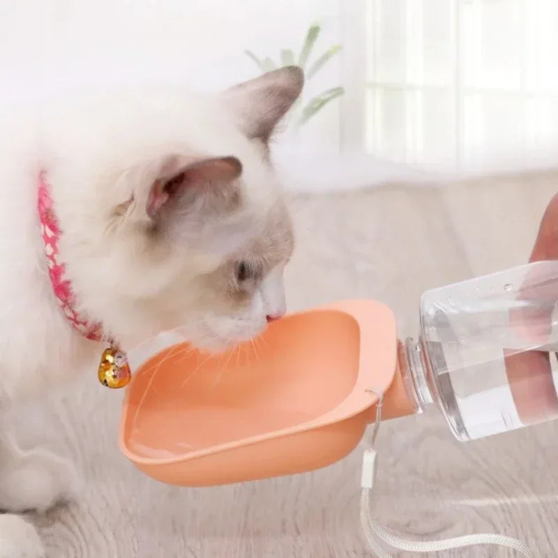 Pet Travel Water Bottle Portable Leakproof Hydration Dispenser with Integrated Drinking Bowl for Outdoor Puppy Walking Hiking