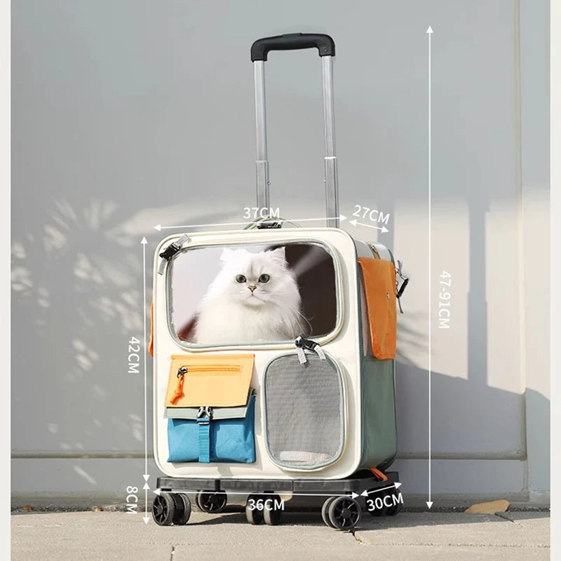 HOOPET Cats Travel Bag Portable Out Pet Trolley Suitcase Universal Small Dogs Bag Cat Backpack Detachable Pet Supplies