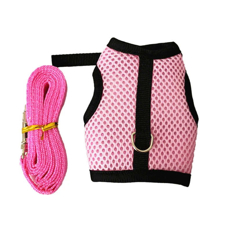 Pet Accessories Rabbit Harnesses Vest Leashes Set Soft Mesh Harness with Leash Small Animal Guinea Pig Hamsters Bunny Accessorie