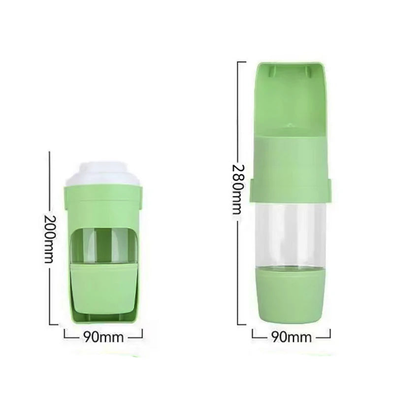 Pet Travel Water Bottle Portable with Food Container Foldable 2in1 Pet Outdoor Bowl Puppy Dog Cat Travel Drinking Food Feeder