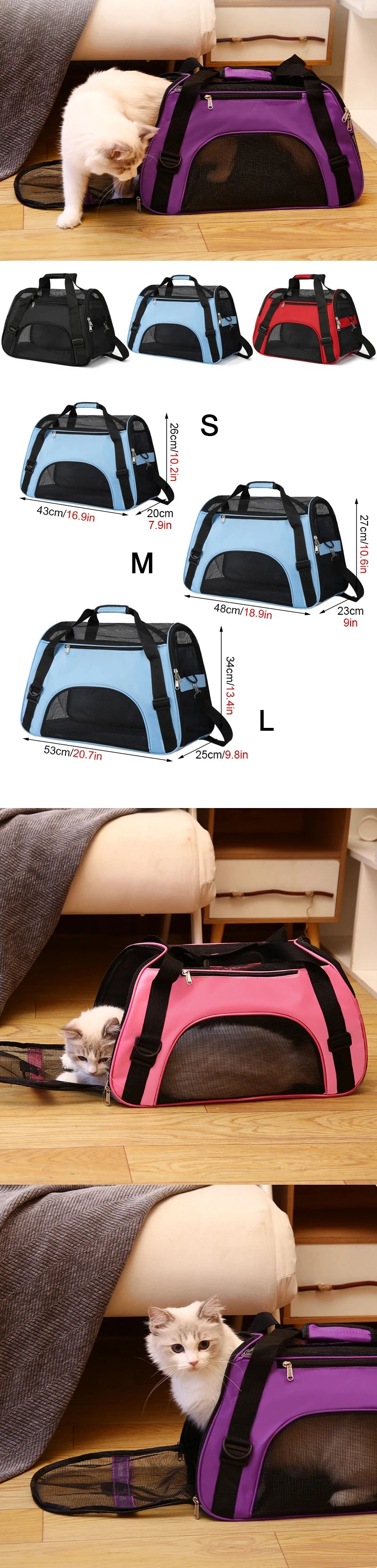 Pet Travel Bag, Airline Approved Luggage Bag, Pet Travel Carry Bag Suitable for Small Dogs, Cats and Puppies, Small Animals