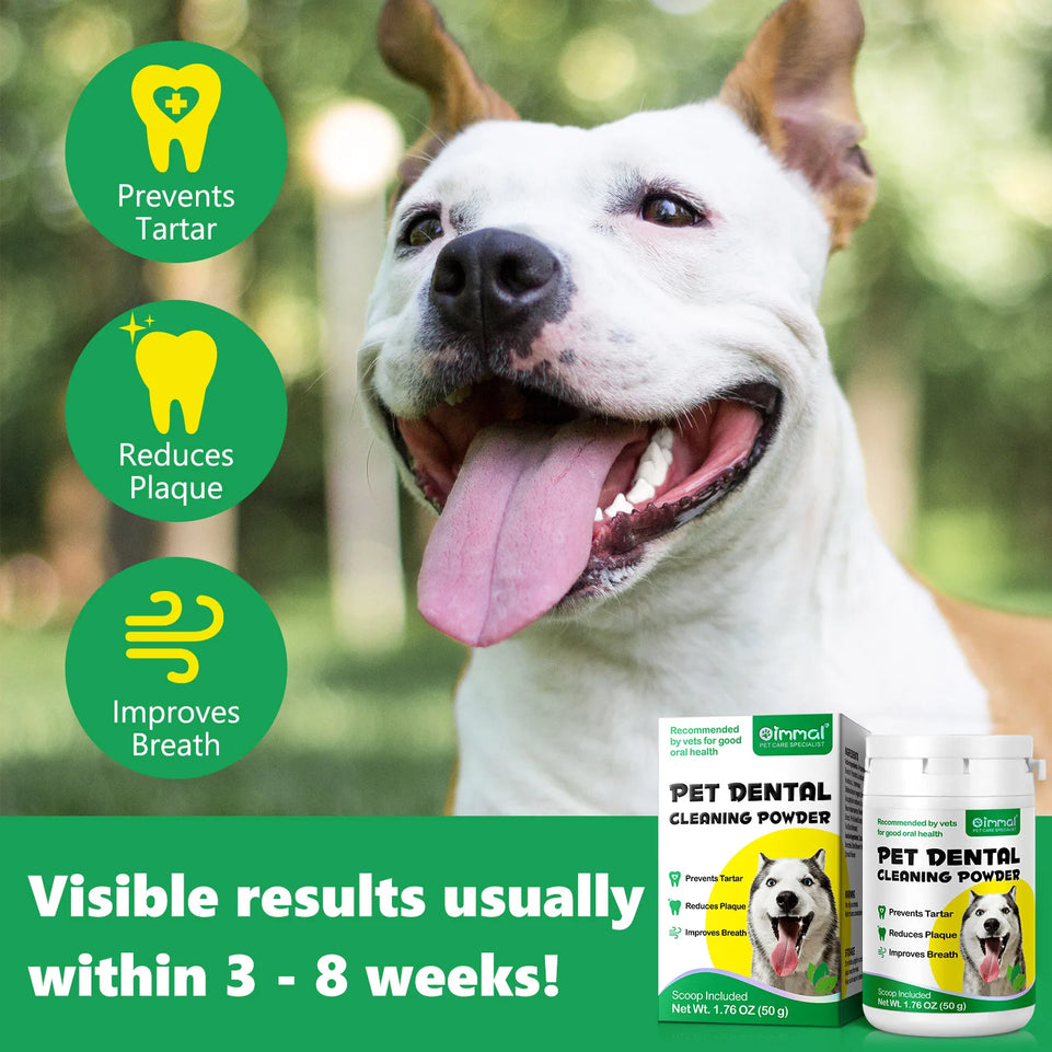 50g Pet Dental Cleaning Powder for Dogs Recommended by vets for good oral health Reduces Plaque Prevents Tartar Improves Breath