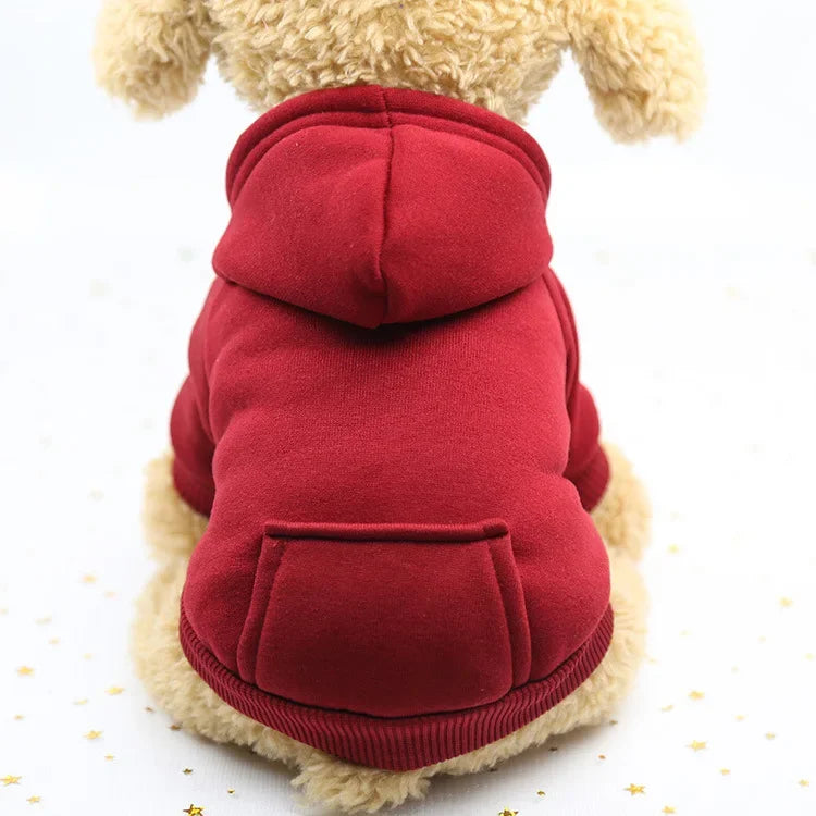 Fashion Dog Clothing Autumn and Winter Small Pet Clothes Thickening Warm Solid Color Two-Feet Hooded Weater Casual Pet Products