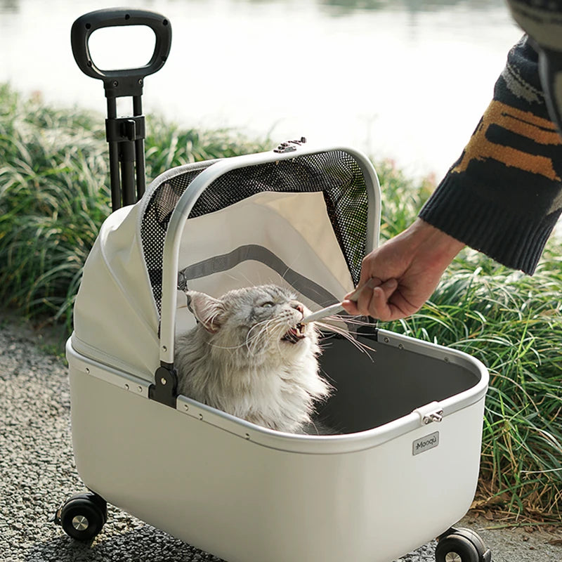 Pet Cart Dog and Cat Travel Cart Outward Trolley Box Large Space Small Dog and Cat Mobility Basket Pet Christmas Gift