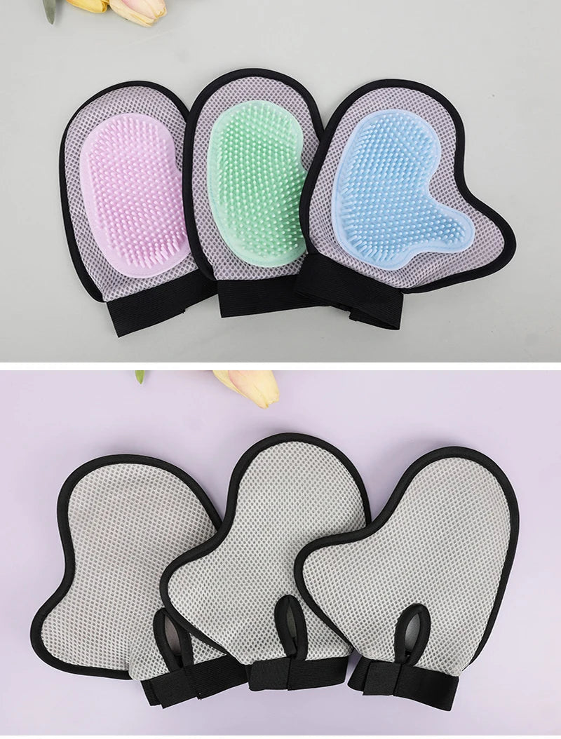 Pet Grooming Glove Brush for Cats Dogs Bath Massage Gloves for Bathing Grooming Softy Comfortable Animal Hair Removal Tool