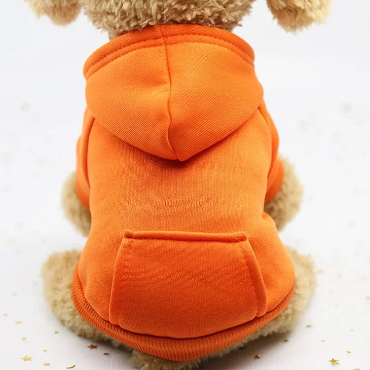 Fashion Dog Clothing Autumn and Winter Small Pet Clothes Thickening Warm Solid Color Two-Feet Hooded Weater Casual Pet Products