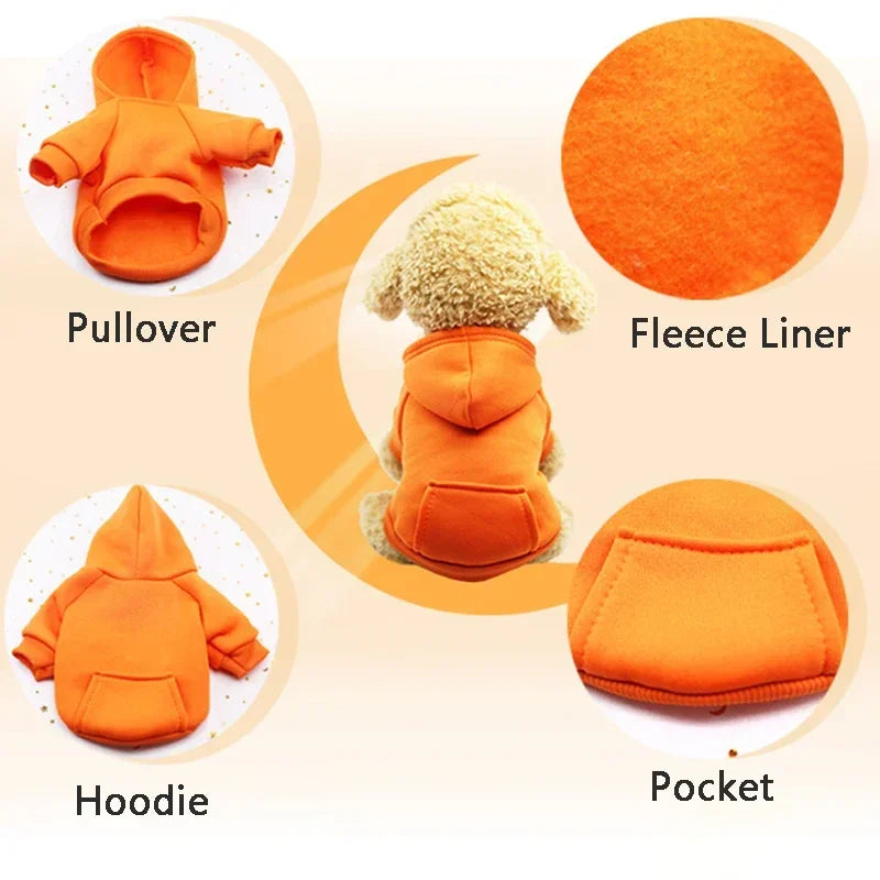 Fashion Dog Clothing Autumn and Winter Small Pet Clothes Thickening Warm Solid Color Two-Feet Hooded Weater Casual Pet Products