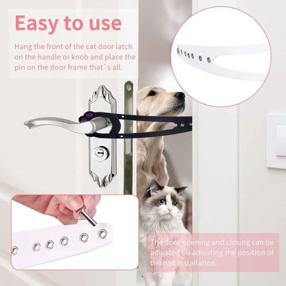Pet Accessories ABS Cat Door Holder Adjustable Flex Pet Door Closer Dog Door Strap Black Flex-Door Strap Home