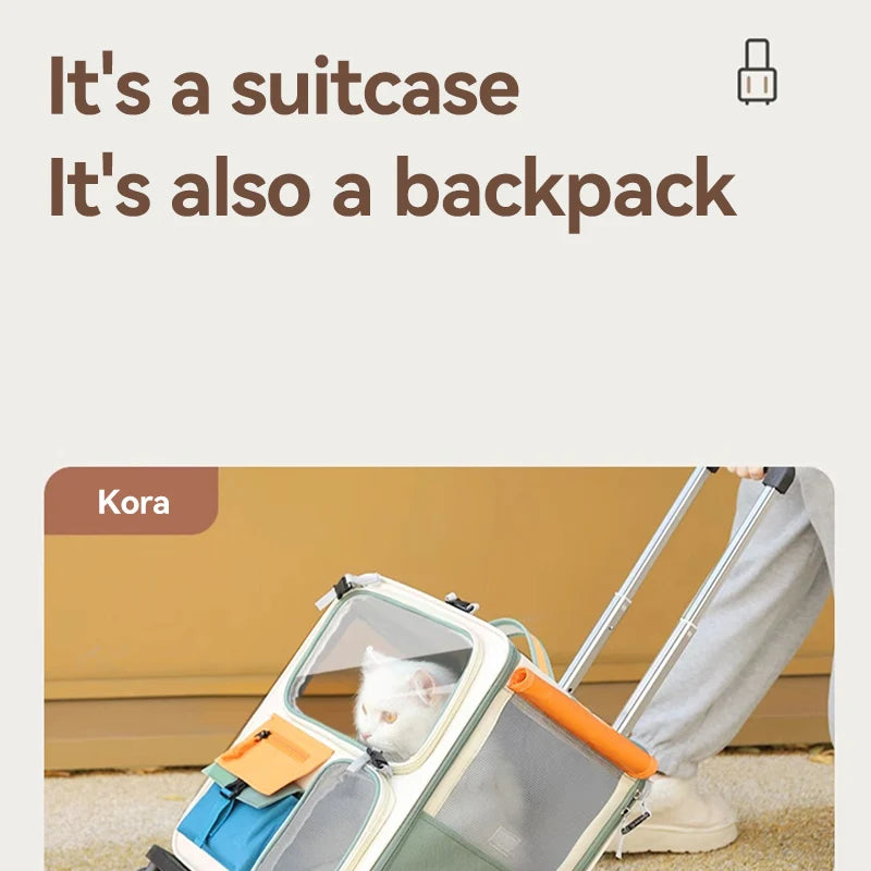 HOOPET Cats Travel Bag Portable Out Pet Trolley Suitcase Universal Small Dogs Bag Cat Backpack Detachable Pet Supplies