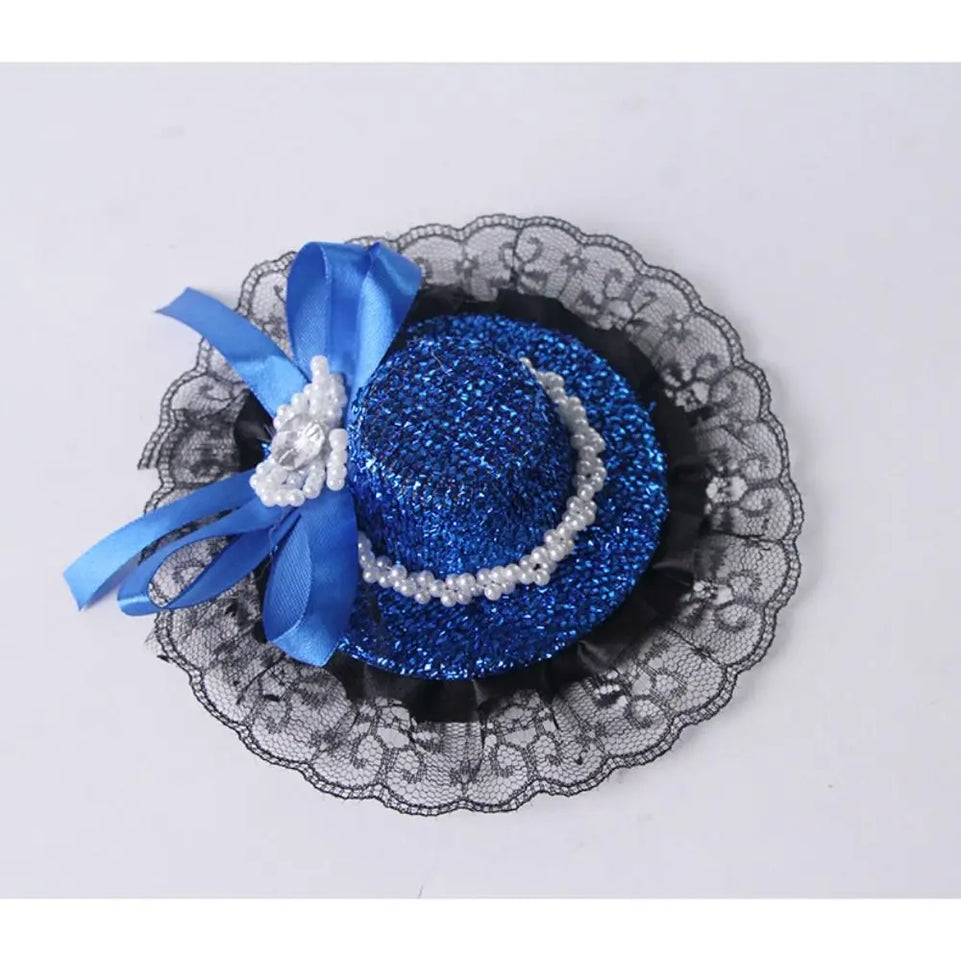 Pet Accessories Adjustable Pet Halloween Hat Sequin British Style Cat Lace Hat Elastic Band Cat Cosplay Hat Photo Prop