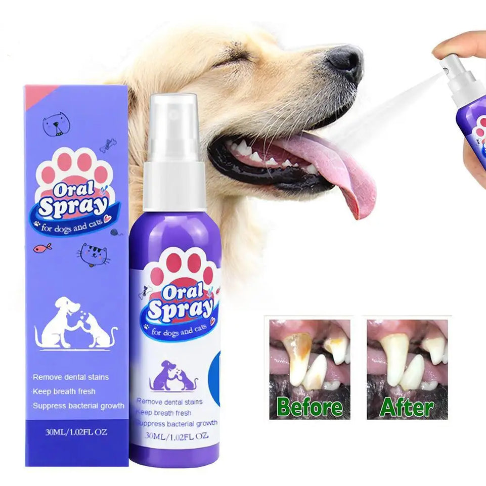 1PCS 30ml Pet Dental Spray Teeth Cleaning Oral Care Solution For Dogs Cats Remove Plaque Tartar Fresh Breath Anti Plaque Formula