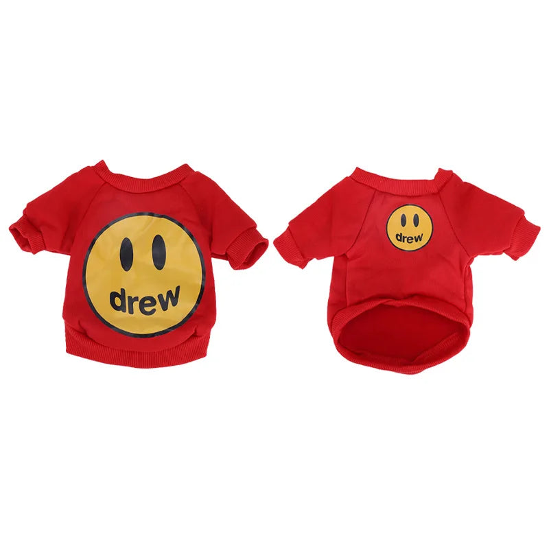 Pet Cat Clothing Fashion Trends Autumn and Winter Kittens Anti Hair Loss Smiling Face Hoodies Cat Autumn Clothing Pet Supplies