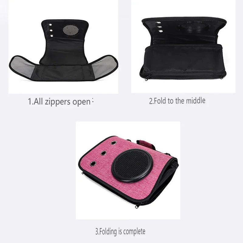 Portable Pet Travel Bag Transparent Foldable Breathable Cat Backpack Lightweight Handheld Tote Carrying Pets Travel Essential