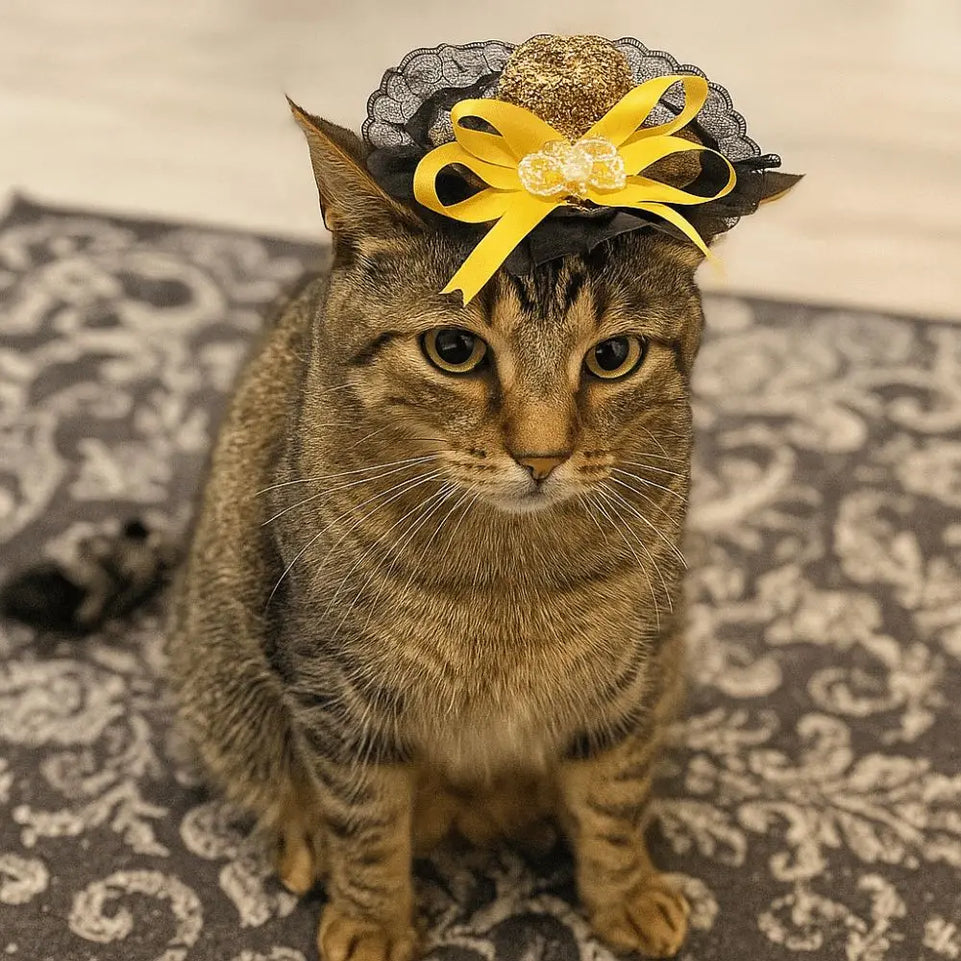 Pet Accessories Adjustable Pet Halloween Hat Sequin British Style Cat Cosplay Hat Elastic Band Cat Lace Hat Photo Prop