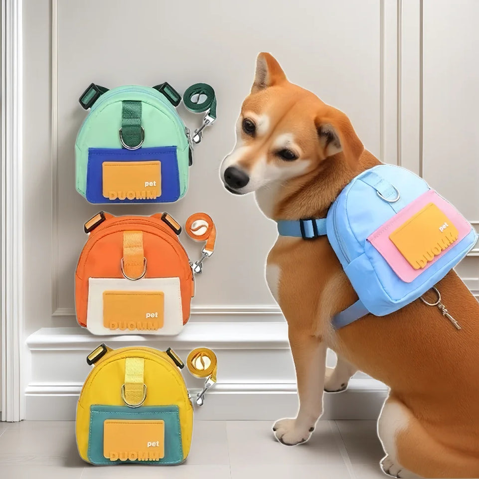 Pet Dog Travel Backpack With Shoulder Strap Snack Poop Bag Lightweight Outdoor Adventure Carrier For Small Cats And Dogs