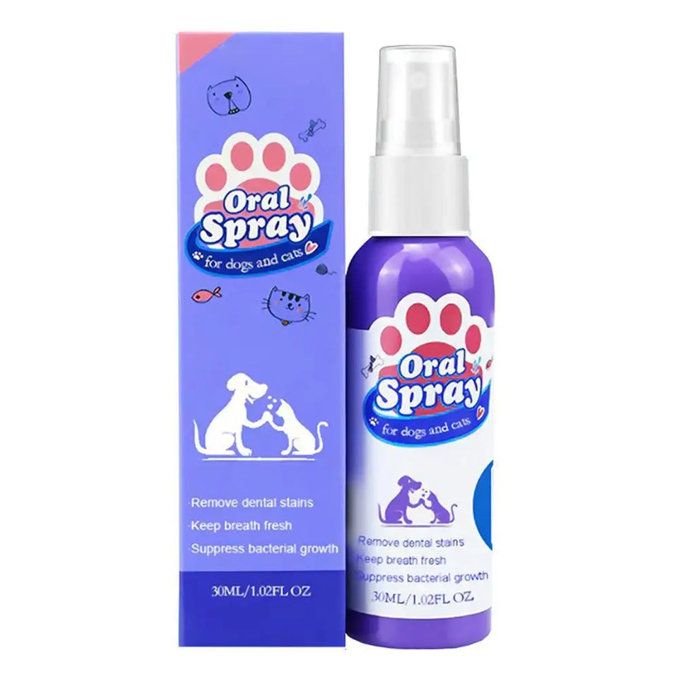 1PCS 30ml Pet Dental Spray Teeth Cleaning Oral Care Solution For Dogs Cats Remove Plaque Tartar Fresh Breath Anti Plaque Formula