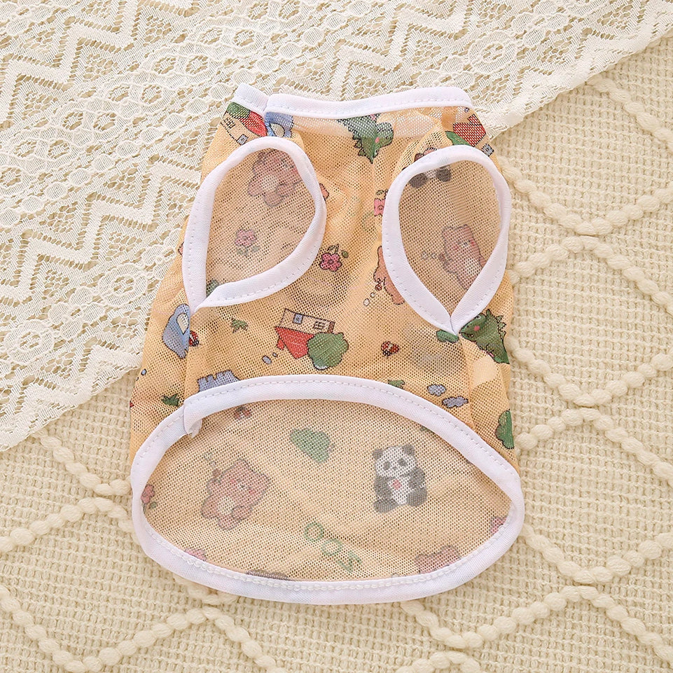 Pet clothing is fresh cute fashionable summer thin cat and dog clothing breathable mesh suspender and stylish vest
